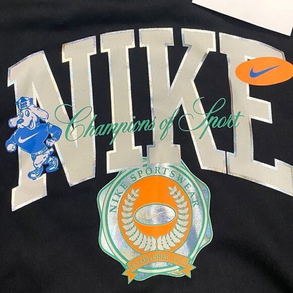 Nike NSW Club Black Sweatshirt Champions of Sport Crew Mens size M DR8033-010 - Picture 4 of 10